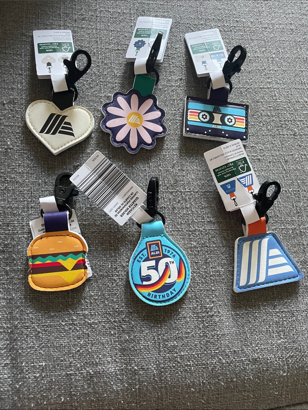 Aldi Keychain Quarter holder 2026 Anniversary edition all 6 collection